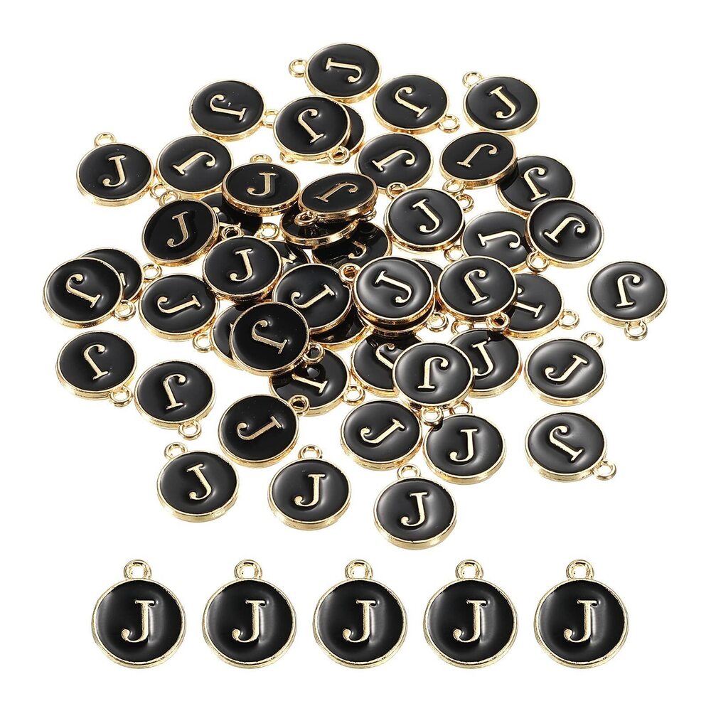 5516 Alphabet J Letter Charm Double Sided Enamel Initial Alphabet Pendant